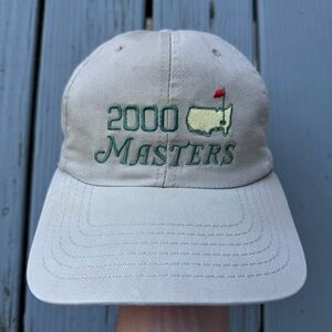 Vintage 2000 Masters Golf Strapback Hat Tan Adult Men Adjustable OSFA Y2K Rare